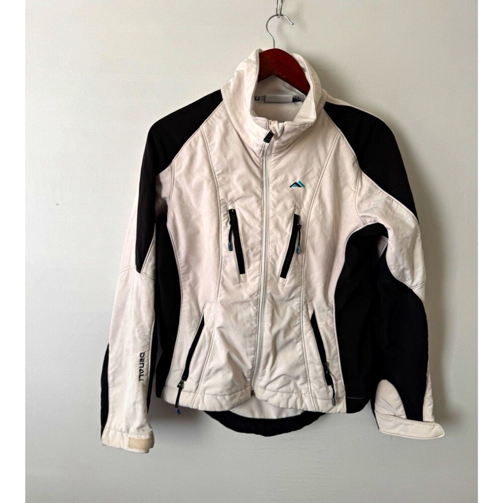 Denali Womens M White Black Colorblock Hooded Full Zip Jacket Long Sleeve